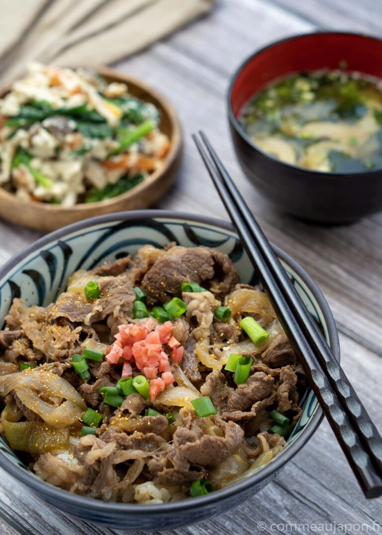 Японский рецепт — Гюдон — тарелка с рисом и говядиной